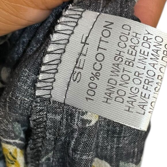 Easel Button Front Tunic Top Women's Medium Navy Blue Floral Casual Modest Shirt - Picture 11 of 13